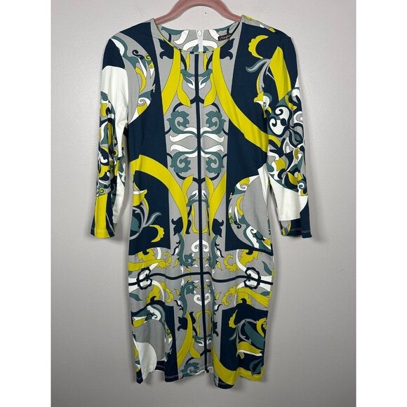 J. McLaughlin Sheath Dress Catalina Cloth Mosiac Blue Green Work Travel Small - Picture 1 of 8